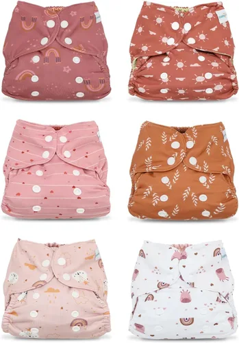 Vista 6 de babygoal Cubierta de Tela para Bebé para Pañales Predoblados, Planos o Ajustados – Ajustable, Reutilizable, Cubierta de Pañal de Natación Impermeable