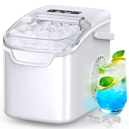 Vista 9 de COWSAR Máquina de hielo de encimera, máquina de hielo portátil con autolimpieza, 26.5 libras/24 horas, 9 cubos de hielo tipo bala en 6 minutos