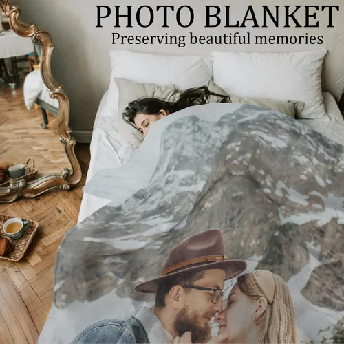 Vista 2 de PUREFLY Manta Personalizada con Texto y Fotos, Mantas Personalizadas Regalos para Esposo Esposa Novia Novio Cumpleaños Aniversario Boda San Valentín