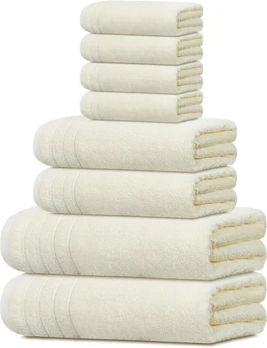 Vista 13 de Tens Towels Juego de 8 toallas, 2 extra grandes para baño, 2 para manos, 4 paños, 100% algodón, peso más ligero, secan más rápido, superabsorbentes