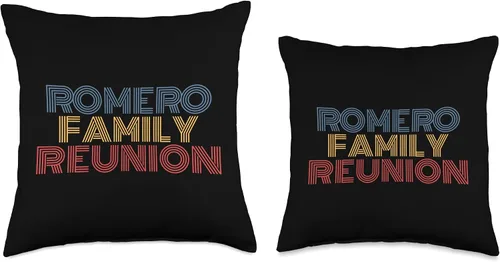 Vista 3 de Romero Family Matching Tees Romero Family Reunion - Cojín retro con apellido personalizado, 16 x 16 pulgadas, multicolor