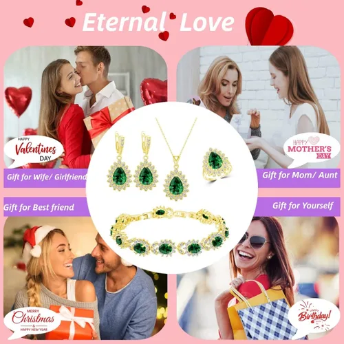 Vista 4 de ZCGJWE Fashion Jewelry Sets for Women GirlPlatinum PlatedGold PlatedRose Gold PlatedGun Black Plated Earrings Pendants Adjustable Rings Bracelets
