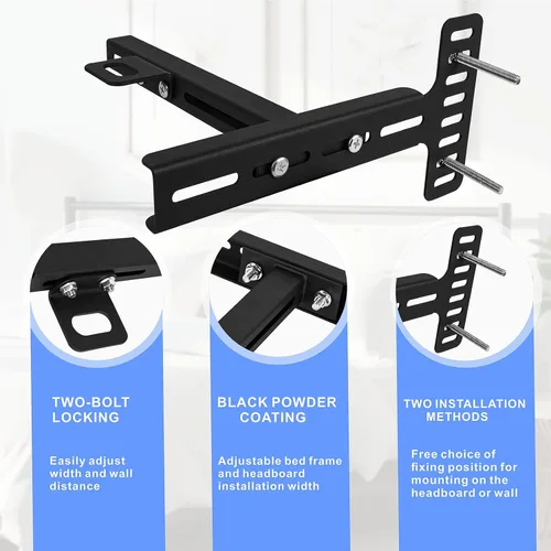Vista 4 de Soportes de cabecera ajustables, kit de soporte universal para cabecera para marco de cama de metal, kit de extensión de tabla de pie de cama