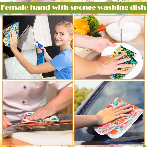 Vista 3 de Redbaker 6 Piezas Rollos de Toallas de Papel Reutilizables Toallas de Cocina a Granel Lavables Sin Papel Paños de Algodón Servilletas de Mano
