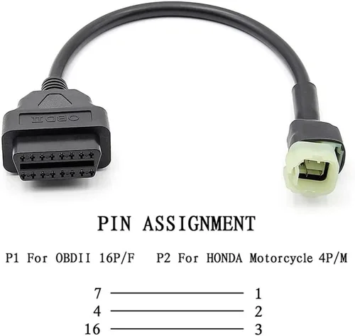 Vista 6 de Motocicletas OBD2 a 4 Pin Adaptador de diagnóstico Cable de detección de fallas de motocicleta Piezas para Honda Moto