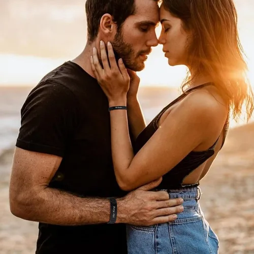 Vista 5 de Pulsera de acero inoxidable con frase de amor grabada para parejas y enamorados esposa esposo novio novia regalo para día de San Valentín