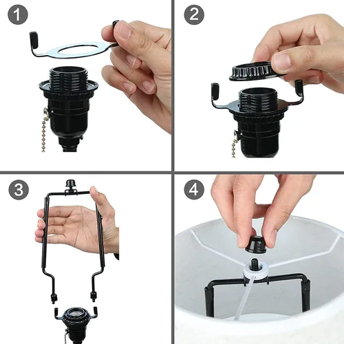 Vista 6 de Soporte de arpa de pantalla de lámpara de 7, 8, 9, 10 pulgadas, kit de arpa de lámpara ajustable, compatible con estándar IP 3/8, E14, E26, E27