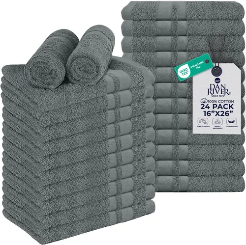 Vista 12 de DAN RIVER Juego de 24 toallas de salón de 100 % algodón, 16 x 26 pulgadas, altamente absorbentes y de secado rápido para manos, salones, spa