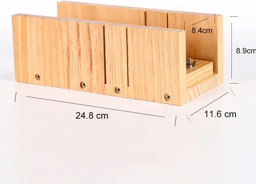Vista 2 de Cortadores de jabón para hacer jabón Caja de corte de pan de madera ajustable