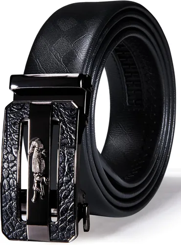 Vista 11 de Barry.Wang Cinturón de trinquete de cuero para hombre 1 3/8" hebilla A Oro Verde