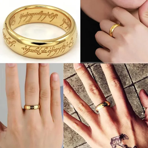 Vista 5 de Godyce Tungsten Rings for Men One Ring Lord of Rings Gifts Fidget Ring Spinner Rings Wedding Bands for Him Memorial Day Anime Cosplay Costume Ring