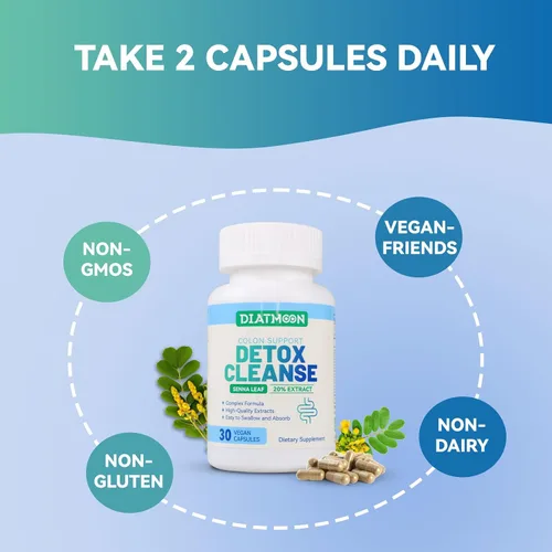Vista 5 de Cápsulas de limpieza intestinal, apoyo intestinal y colon, desintoxicación y limpieza, durante 15 días, sin OMG, sin gluten, vegano, suplemento
