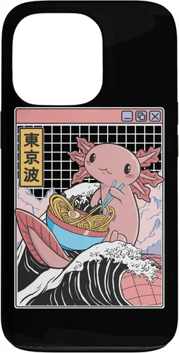 Vista 10 de Axolotl Eating Ramen Kanagawa Wave Kawaii Anime Vaporwave Case for iPhone 17
