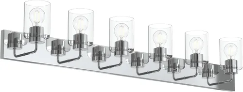 Vista 39 de Progress Lighting Merry Collection - Lámpara de tocador de baño de transición de cristal grabado en níquel cepillado (1 luz)