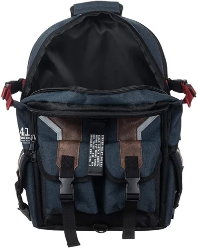 Vista 6 de Mochila utilitaria de superhéroe de Capitán América Comic Book, Azul Patchwork, talla única Se ajusta a la mayoría