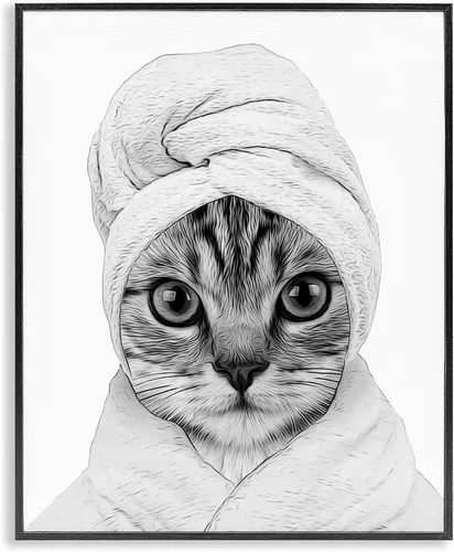 Vista 10 de Lindo conejo bebé en toallas de baño burbujas de jabón' Arte Giclée enmarcado