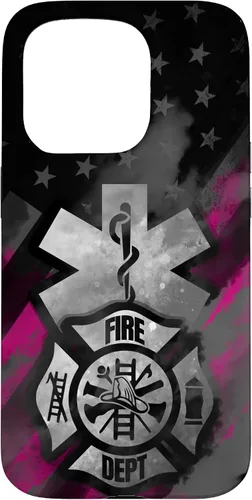 Vista 14 de EMT EMS Firefighter Pink Smoke Line USA American Flag Case for iPhone 17