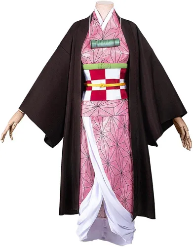 Vista 3 de Kamado - Disfraz de kimono Wan de Navidad para niños niñas y disfraces accesorios para el cabello y bambú