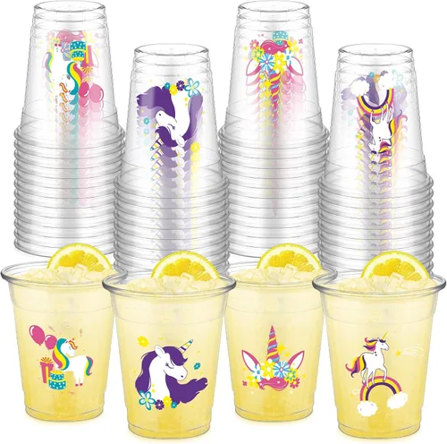 Vista 19 de FoldTier 50 Piezas Vasos de los Años 50 de 12 oz Plástico Vasos Regreso a los Años 50 Vasos Transparentes Desechables de los Años 50 Vasos Temáticos