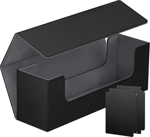 Vista 9 de Homthy Caja de almacenamiento de cubierta de 1200+ cartas para cartas de intercambio, caja de almacenamiento de cartas de cuero Commander