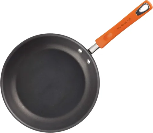 Vista 3 de Rachael Ray Brights - Sartén antiadherente anodizada dura, sartén anodizada dura, 8.5 pulgadas, gris con asas naranjas