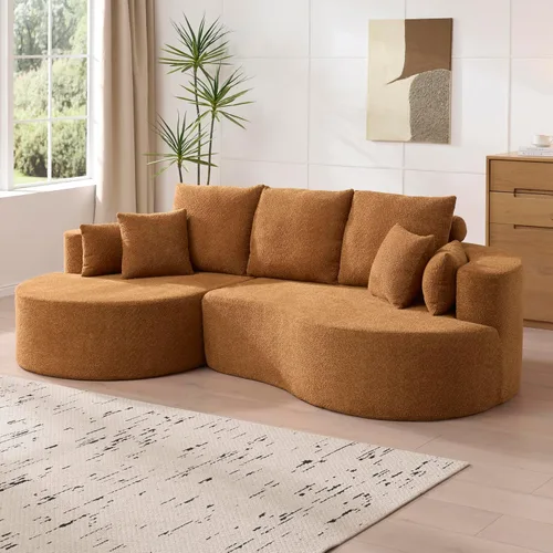 Vista 23 de Sofá Seccional Curvo de 106 pulgadas Sofá de Esponja con Chaise Lounge para Sala de Estar, Sofá Seccional Moderno en Forma de L, Sin Estructura