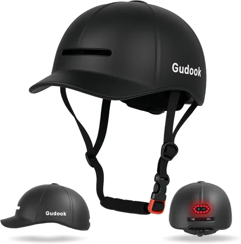 Vista 8 de Casco de Bicicleta para Adultos - Cascos de Bicicleta para Hombres y Mujeres - con Luces Traseras LED - Casco Ajustable Estilo Gorra de Béisbol