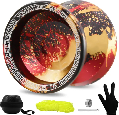 Vista 12 de YOYOSTUDIO Yoyo P1 Crystal Black & T16 Negro Verde Púrpura, Yoyos profesionales de doble propósito, paquete de 2, Yoyo sensible para niños de 8 a 12