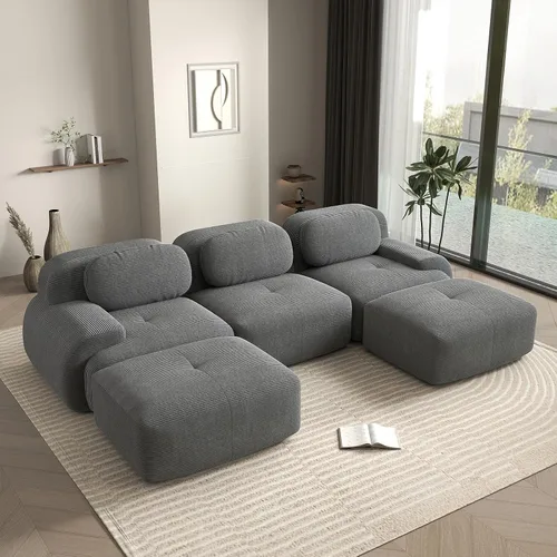Vista 31 de Sofá biplaza moderno de 80 pulgadas para sala de estar, sofá de pana en forma de nube con asiento profundo, sofá modular negro, sofás de dos plazas