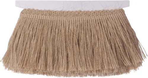 Vista 6 de Borde de arpillera con flecos de yute y borlas, 4 pulgadas de ancho, 5 yardas de largo para accesorios de ropa, vestidos de novia latinos