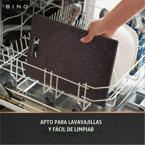 Vista 5 de BINO - Tabla de cortar de 3 piezas Plástico libre de BPA, duradero, multiusos, de doble cara, apto para lavavajillas, fácil de limpiar Granito