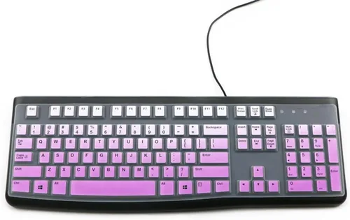 Vista 15 de Funda de silicona para teclado de escritorio ultrafina, compatible con Logitech K120 y MK120 teclado USB con cable (azul degradado)