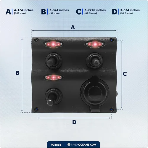 Vista 7 de Five Oceans Marine 2 3 6 Gang Toggle Rocker Switch Panel, enchufe del encendedor de cigarrillos 12V