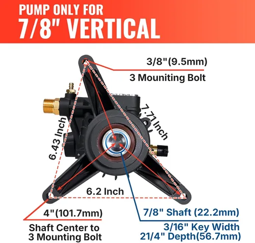Vista 6 de YAMATIC Bomba de lavado a presión vertical Max 3400 PSI 2.6 GPM 7/8" eje Negro