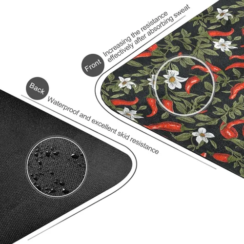 Vista 4 de Red Hot Peppers Yoga Mat Non Slip Thick Kids Eco Friendly Rubber Workout Foldable Yoga Mat Women Exercise