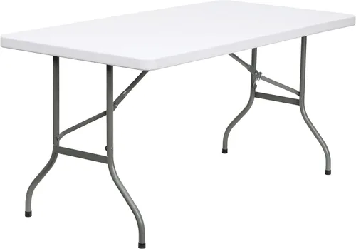 Vista 6 de Flash Furniture Park - Mesa plegable bi-fold de plástico de ratán marrón de 6 pies de grado comercial