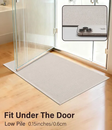 Vista 3 de YIHOUSE Juego de 2 tapetes de baño, color beige, ultrafino, absorbente, antideslizante, para baño, lavable, ducha, lavabo, lavandería