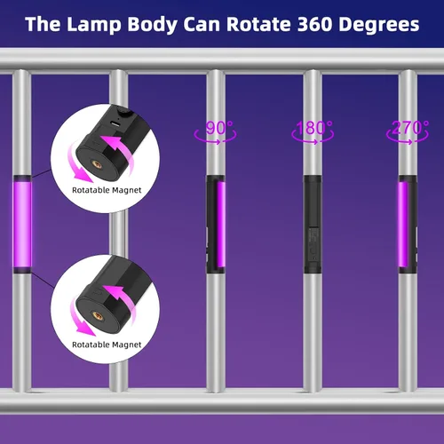 Vista 7 de LUXCEO Varita de luz LED RGB multicolor – Mini luz recargable de 2000 mAh para grabación de video, luces de tubo profesional con base magnética