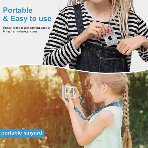 Vista 6 de Cámara digital para bebés para niños, adolescentes, niños y niñas, adultos, cámara para niños 1080P 48MP con tarjeta SD de 32 GB, cámara digital