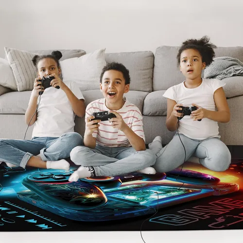 Vista 6 de Alfombra de área de juegos, alfombra de juegos 3D, tapete controlador de gamepad para niños y niñas, dormitorio, sala de juegos, alfombras