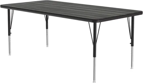 Vista 102 de Correll - Mesa rectangular de actividades para el aula de 24 x 36 pulgadas, altura ajustable (19-29 pulgadas), parte superior de nogal colonial