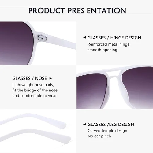 Vista 7 de YuJian Gafas de sol retro de plástico de gran tamaño Aviator de los años 70 para mujeres y hombres, montura clásica grande, gafas vintage