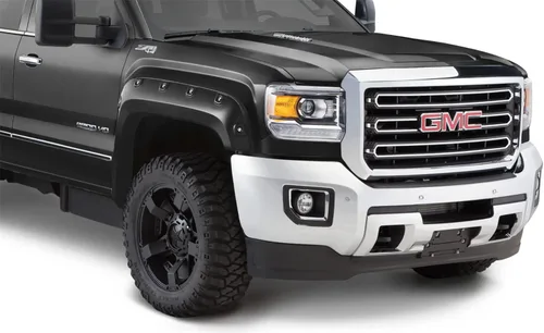 Vista 2 de Bushwacker - Guardabarros delantero y trasero a juego con estilo bolsillo/remache Compatible con GMC Sierra 2500 HD 2022 - 2026, 3500 HD, negro
