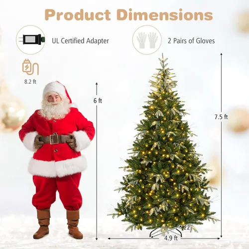 Vista 7 de GOFLAME Árbol de Navidad preiluminado de 7.5 pies con control remoto 3-Verde