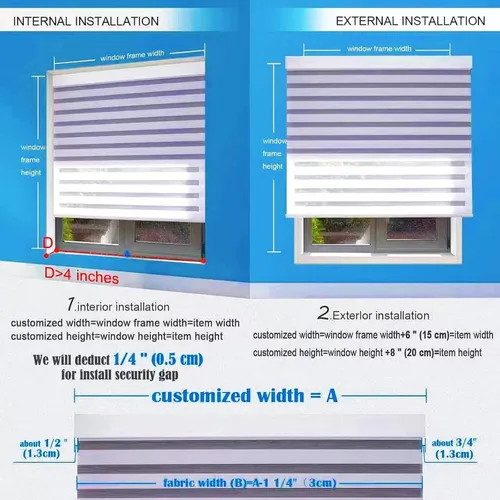 Vista 7 de tipiace Persianas enrollables de doble capa para día y noche con motor recargable de cebra, adecuadas para el hogar, la oficina, las ventanas