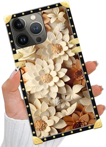 Vista 21 de Funda compatible con iPhone 14 Pro Max (6.7 pulgadas), hermosa mariposa Flosers dorada, de lujo, suave TPU duro, parte trasera de policarbonato