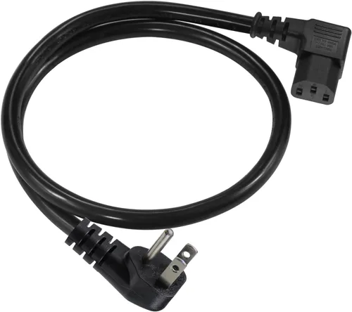 Vista 10 de [Paquete de 2] Cable de alimentación para computadora de 90 grados, enchufe plano de perfil bajo de 1 pie a cable de alimentación IEC C13 en ángulo
