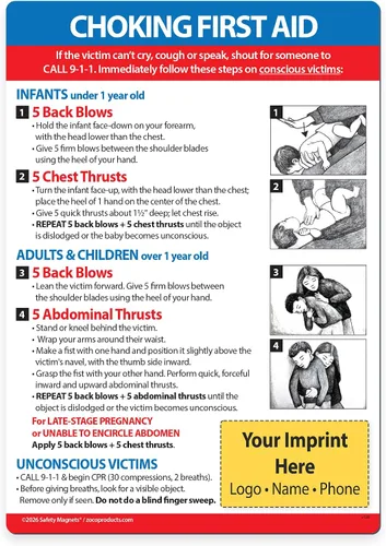Vista 6 de Safety Magnets by ZOCO - Imán de primeros auxilios de asfixia - Instrucciones de maniobra Heimlich para bebés, niños y adultos - Guía de seguridad
