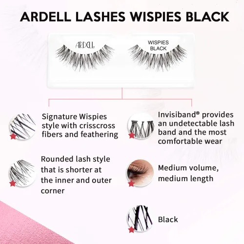 Vista 3 de Ardell Wispies - Pestañas postizas negras, ligeras, de aspecto natural, pestañas postizas reutilizables, paquete de 4