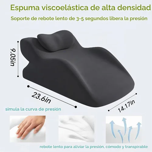 Vista 7 de Almohada versátil Cojín ergonómico de cuña Almohada de espuma viscoelástica (gris oscuro)
